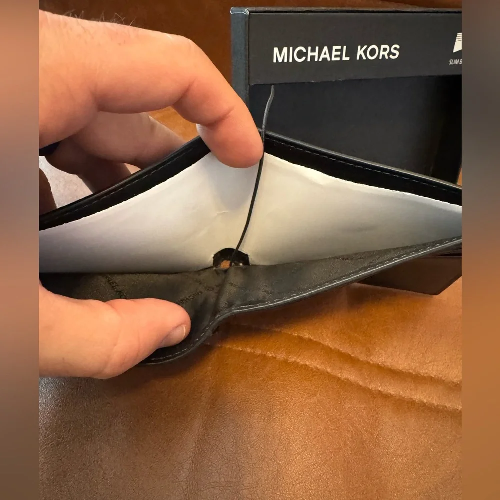 Michael Kors Black Noir All Over Print Slim Billfold. NIB